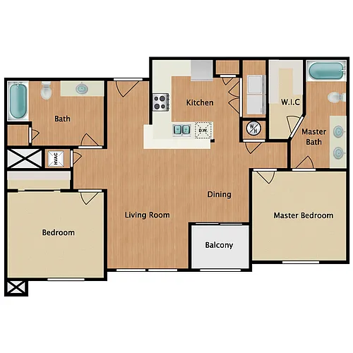 Floor plan 2 Bed 2 Bath