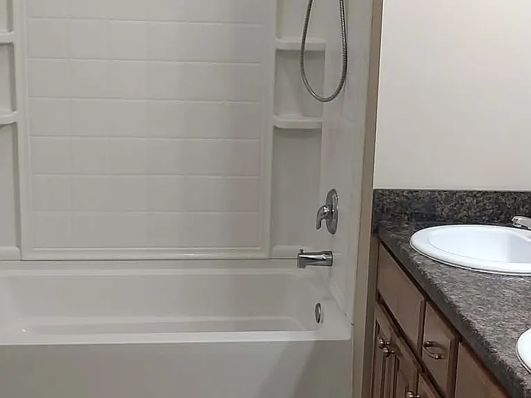 Guest bathroom - tub/shower combination; double sinks vanity