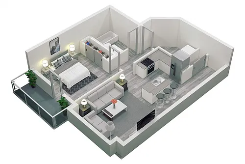 Floor plan 1-Bed Apartment