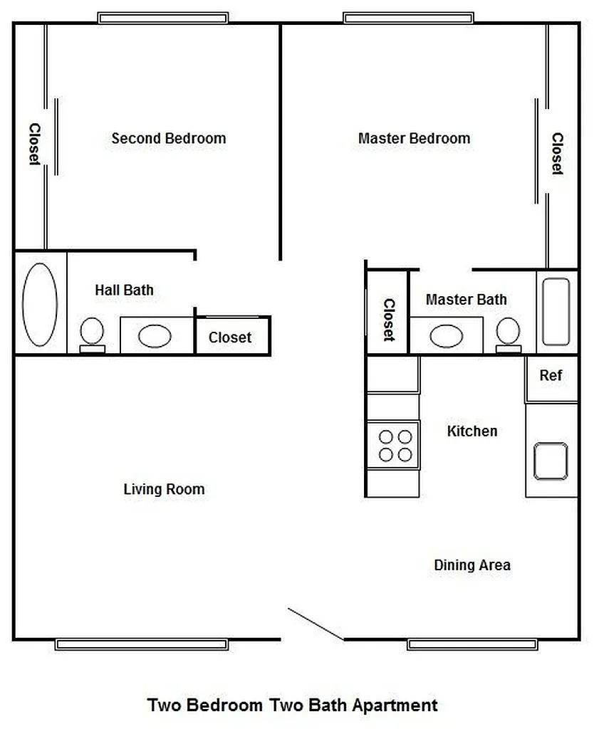 Floor plan 2 Bed, 2.00 Bath