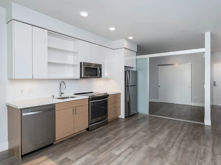 Kitchen and Living Room with Hard Surface Flooring