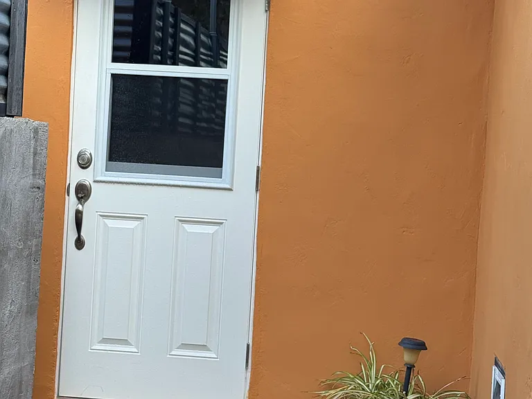 Outside of entrance door.