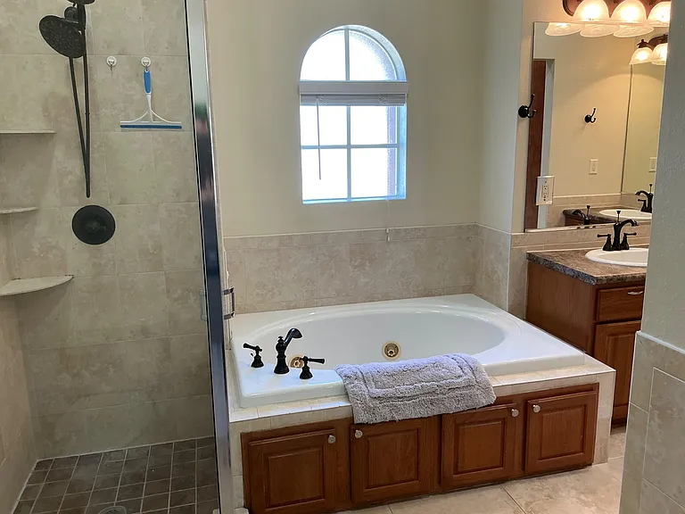 Shower, Large Tub and Sink