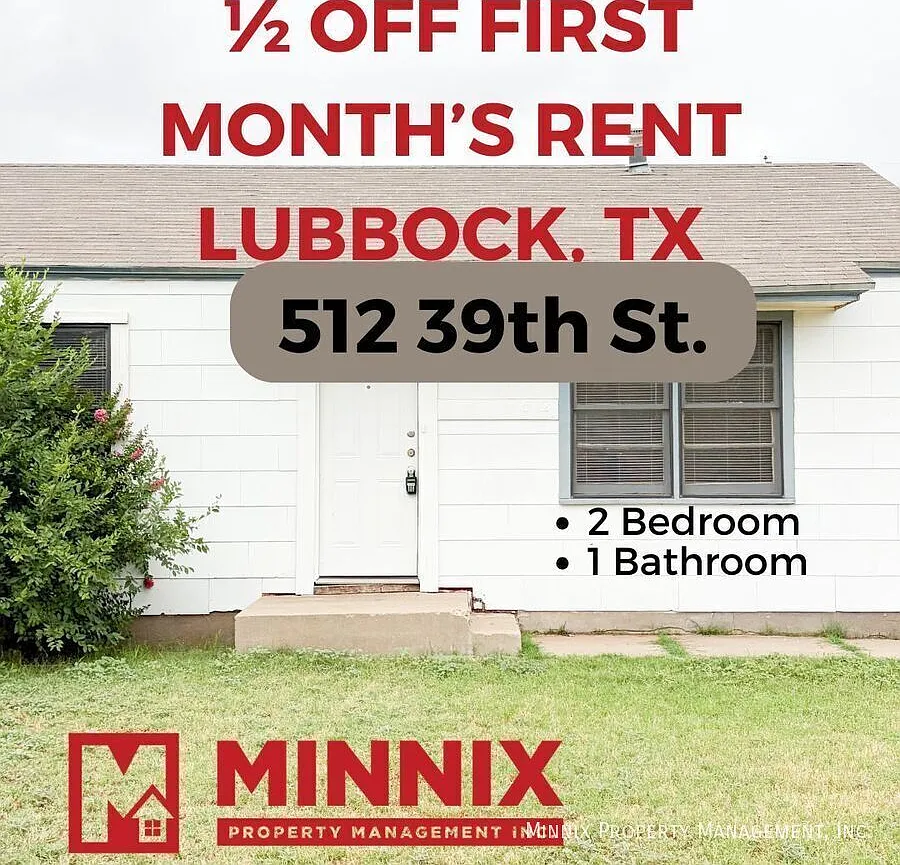 2 bedroom 1 bathroom For Rent in Lubbock | Window Unit Provided at Move In!| 1/2 off First month'... — Photo 1