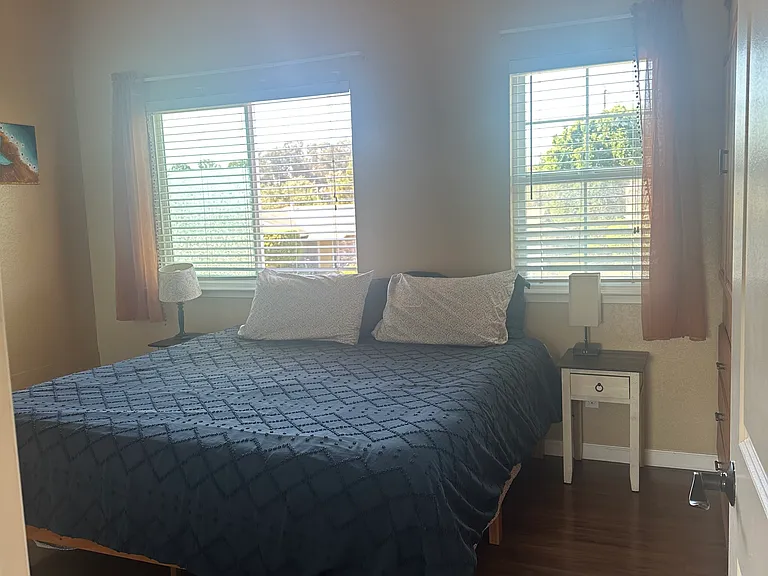 Large bedroom with entire wall of closet/storage