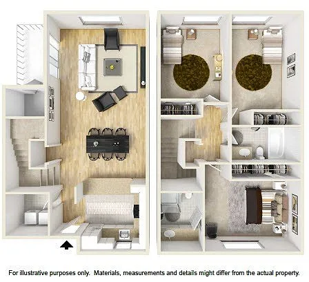 Floor plan Three Bedroom Townhouse