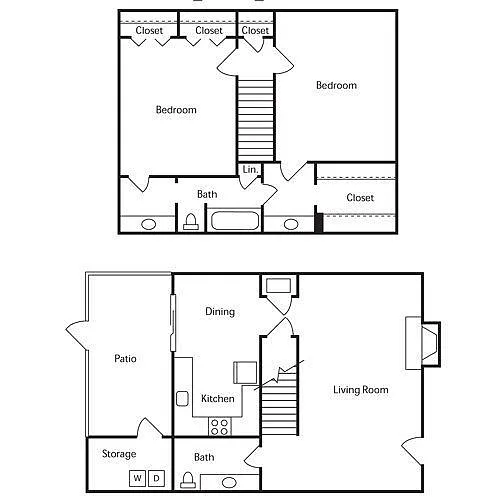 Floor plan 2 Bedroom 1.5 Bath
