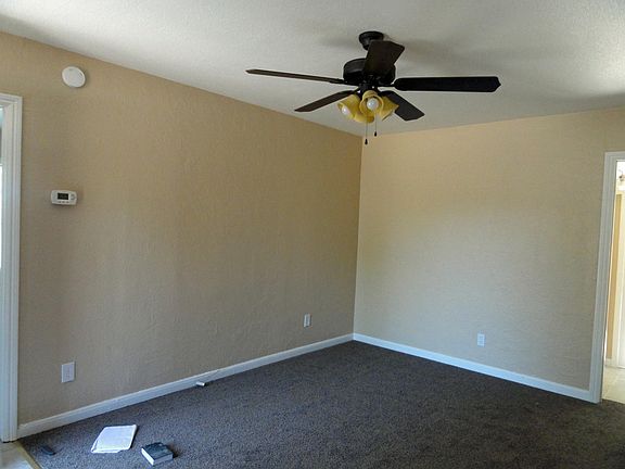 Living room with new ceiling fan