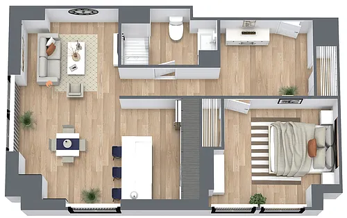 Floor plan A7: 1 Bed 1 Bath