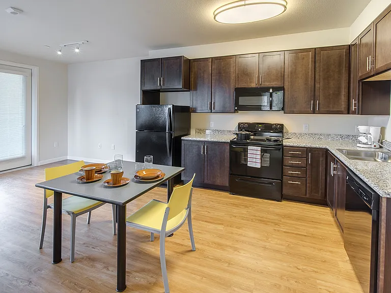 Functional kitchen designed to maximize convenience and organization.