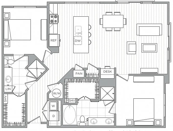 Floor plan 2 Bed/2 Bath-B6