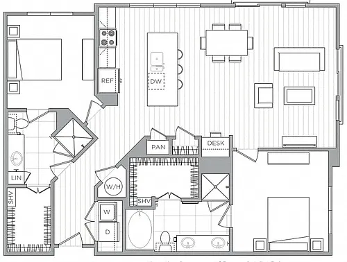 Floor plan 2 Bed/2 Bath-B6