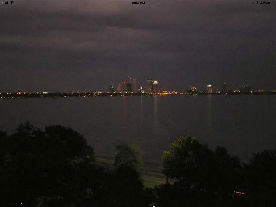 Beautiful view of nightlights of downtown Tampa.