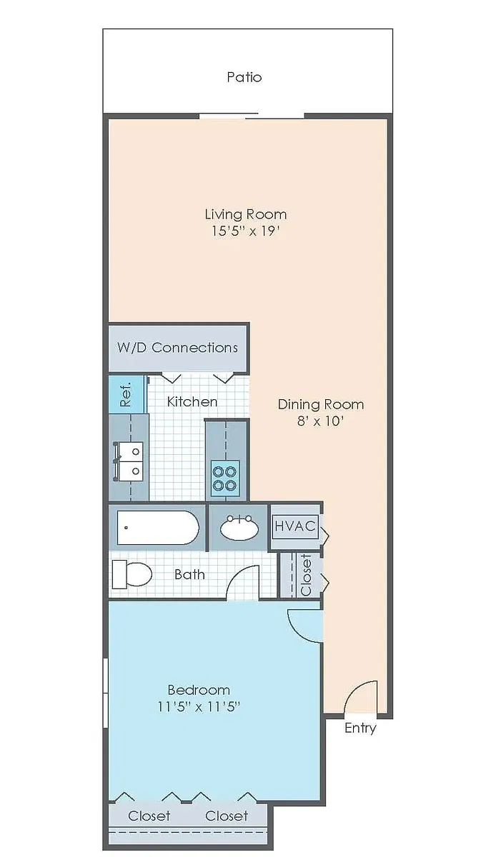 Floor plan 1 BR 1Bath