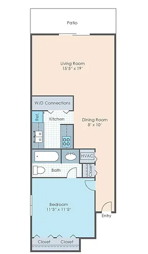 Floor plan 1 BR 1Bath