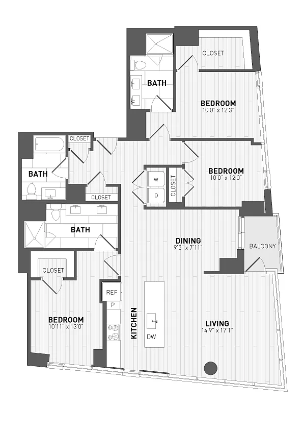 Floor plan 3 Bed/3 Bath-E-1