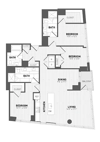 Floor plan 3 Bed/3 Bath-E-1