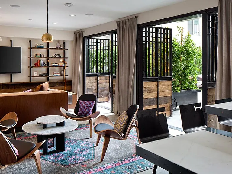 Resident lounge with multiple seating areas