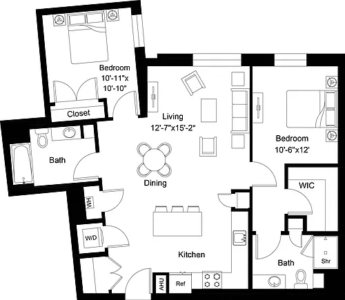 Floor plan 2 Bed/2 Bath-B11