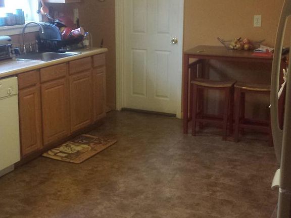 kitchen looking at bathroom door