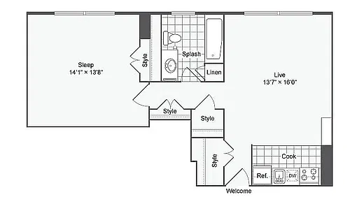 Floor plan The Berlin Furnished W/D