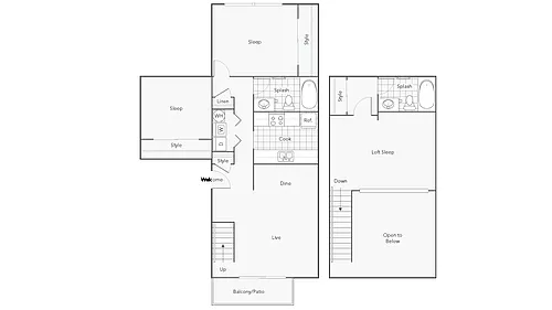 Floor plan 3 Bed 2 Bath Washer Dryer