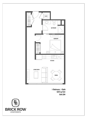 Floor plan 1 Bed Unit 204