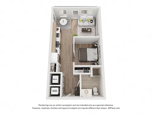 Floor plan Avenue G | 1 Bed/1 Bath JR-SW-02.1