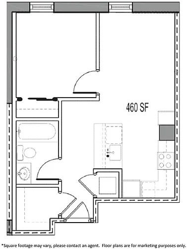 Floor plan 1 BED 1 BATH APT B-5