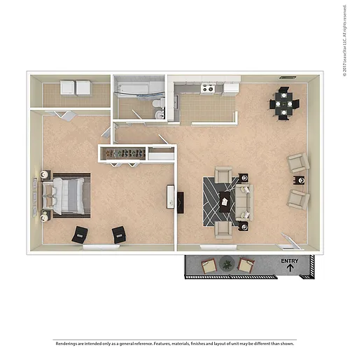 Floor plan North Hills Large 1 Bedroom 1 Bath