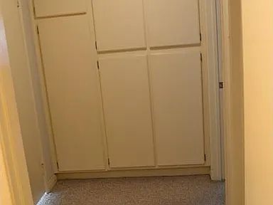 Hallway with cabinet storage