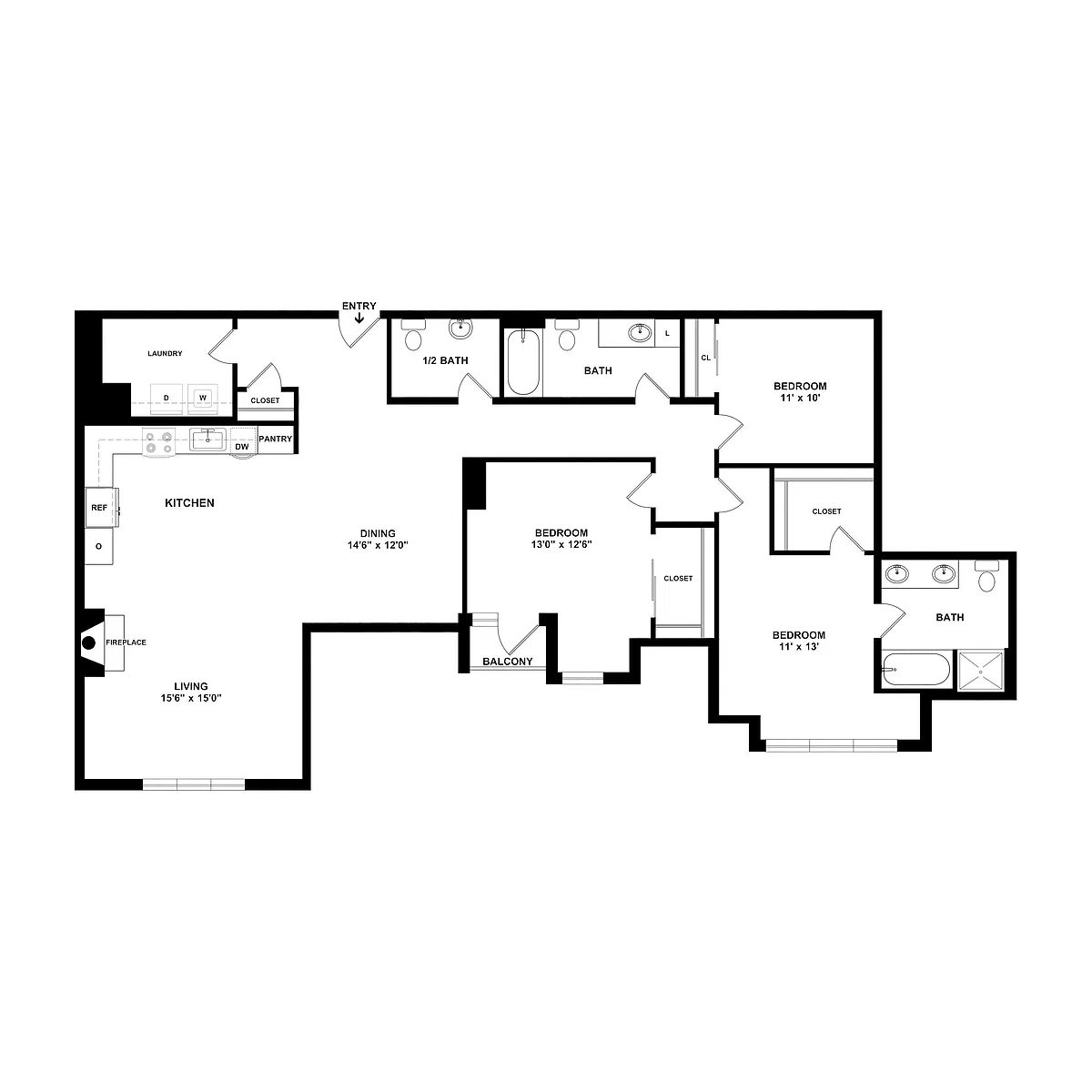 Floor plan 3 Bed/2.5 Bath