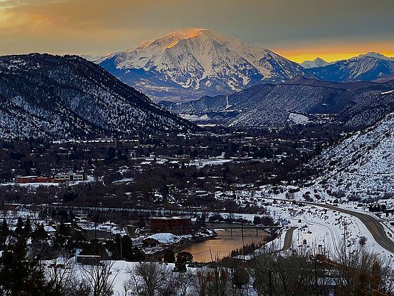 Our winter view of Mt Sopris and Glenwood Springs.