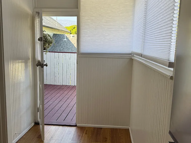 sitting area in kitchen/ back door to deck