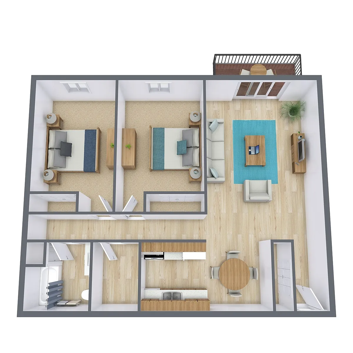 Floor plan Two Bedroom 21B