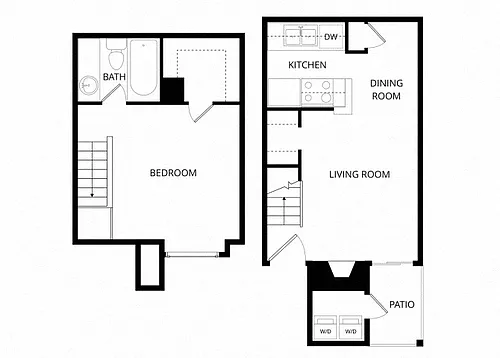 Floor plan 1 bedroom townhome