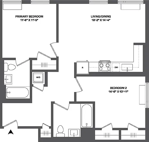 Floor plan 2 Bed/2 Bath-2B-2.3