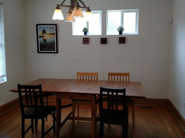 Furnished dining room.