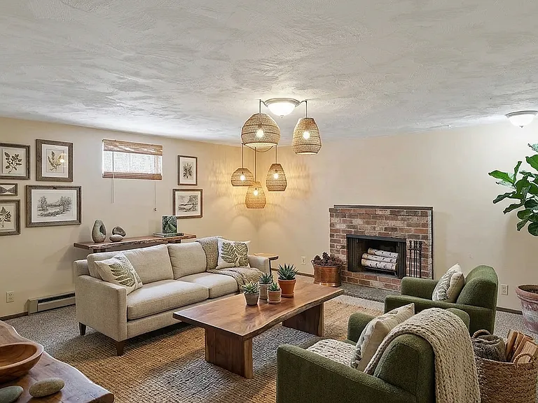 Family room with fireplace