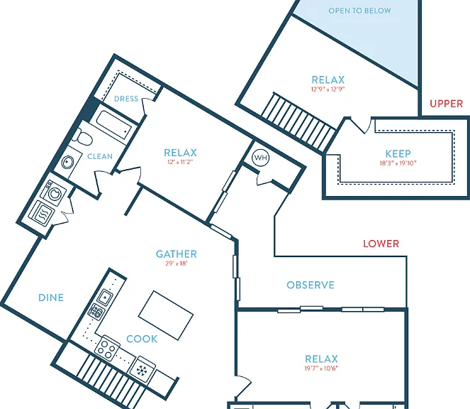 1712 Waypointe B9 Loft Floorplan Diagram