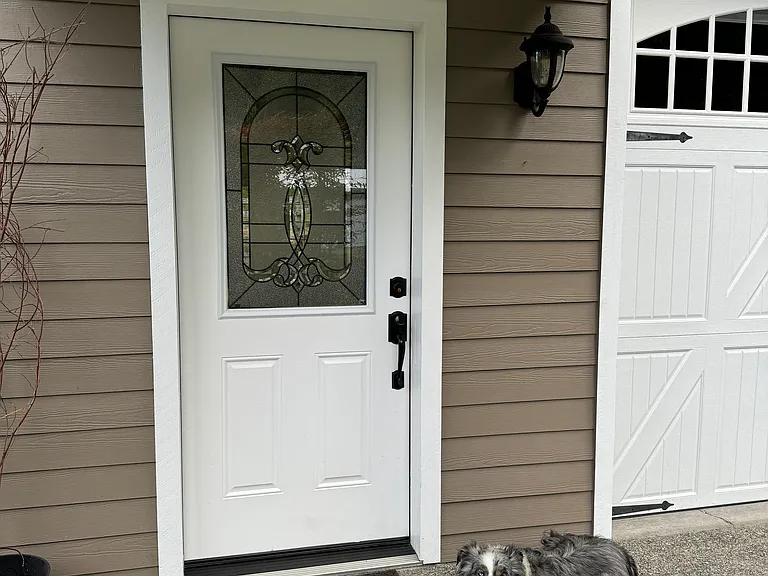 Front door our sweet dog Birdie
