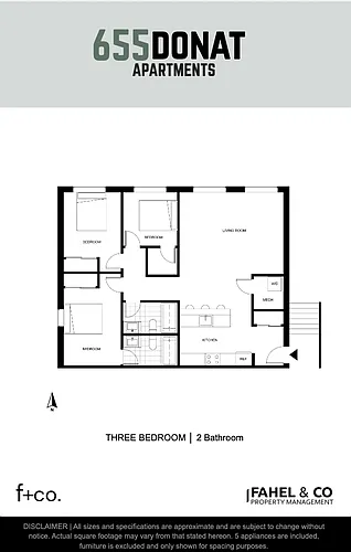 Floor plan 3 bed, 2 bath