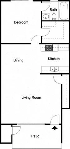 Floor plan 1 Bedroom 1 Bath