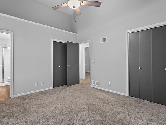 Master bedroom has two closets.