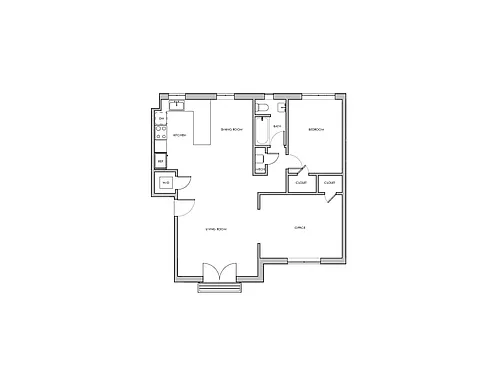 Floor plan Baldwin - 1BR with Office