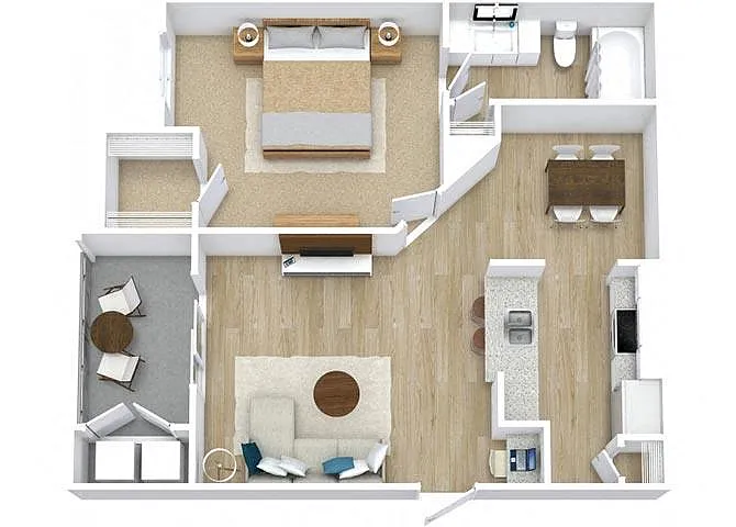 Floor plan One Bedroom Patio