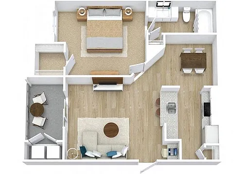 Floor plan One Bedroom Patio