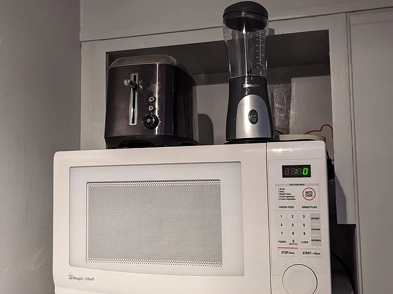 Microwave, Toaster, Mini Blender