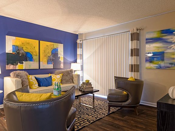 Living area (picture of model unit, my wall is not blue...)