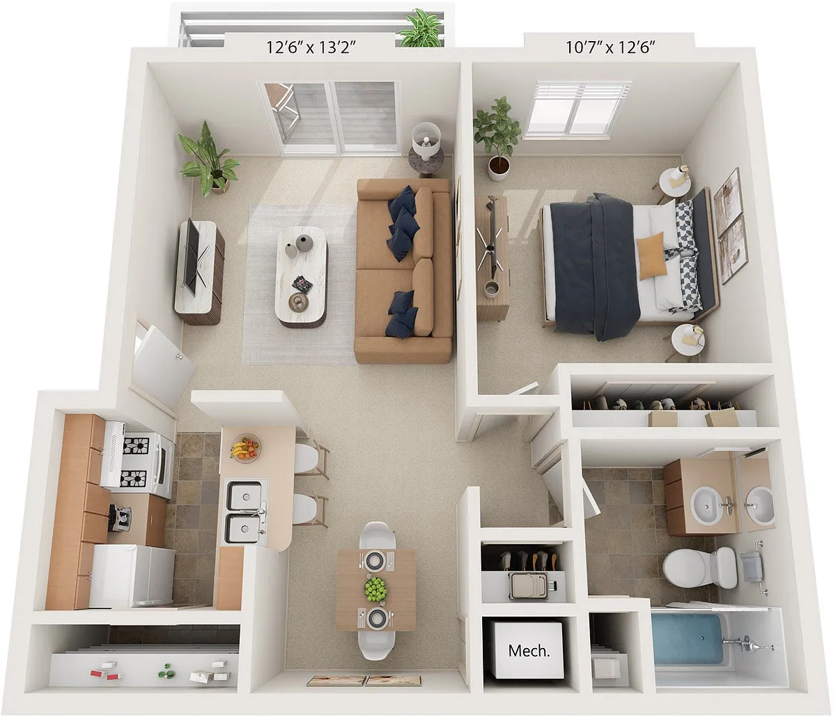 Floor plan Modified One Bedroom